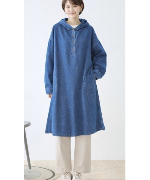 パーカー ワンピース Tシャツ ロンT デニム パンツ CH柄 ズボン コート シャツワンピース デニムパーカーロングシャツワンピース : ZOZOTOWN