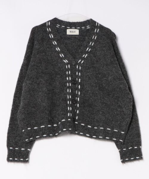 「MERLOT」 ニットカーディガン FREE チャコールグレー レディース_画像2
