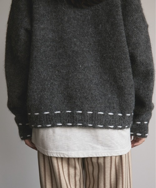「MERLOT」 ニットカーディガン FREE チャコールグレー レディース_画像7