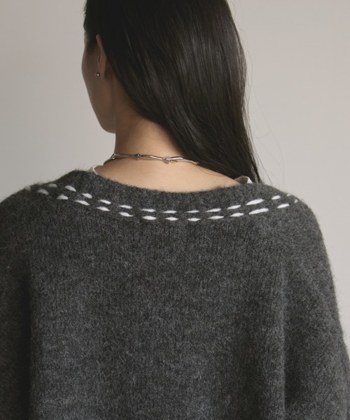 「MERLOT」 ニットカーディガン FREE チャコールグレー レディース_画像8