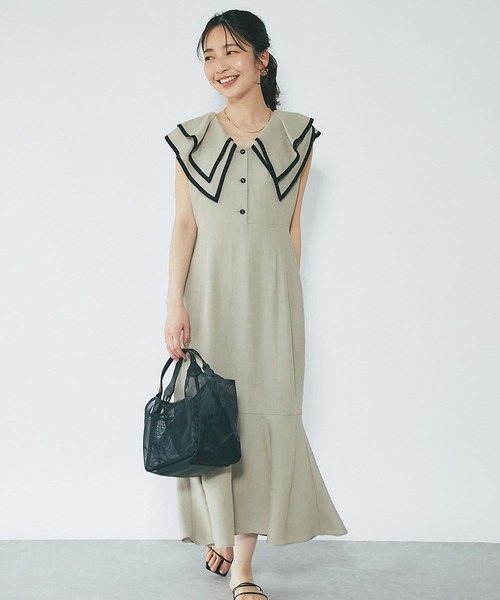 「La boutique BonBon」 ノースリーブワンピース 38 ベージュ レディース_4