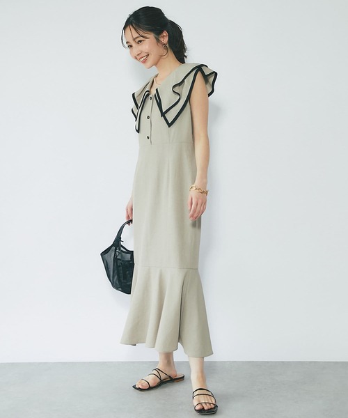 「La boutique BonBon」 ノースリーブワンピース 38 ベージュ レディース_5