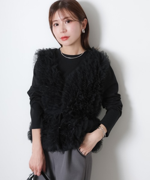 Riberry（リベリー） ベスト ジレ チュールベスト×長袖TシャツSET