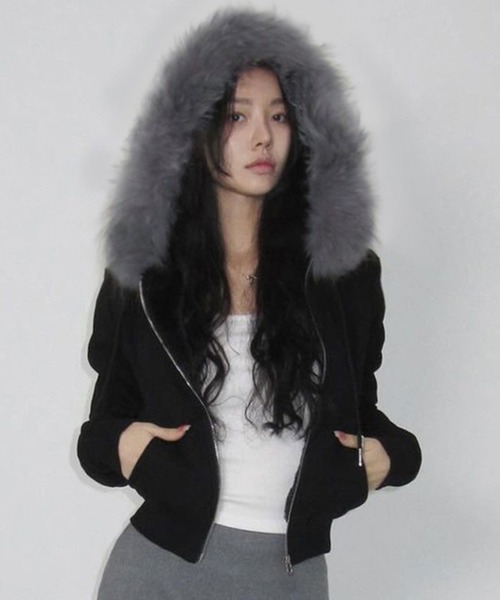 「MEMECLE」 ジップアップパーカー M グレー レディース_画像8