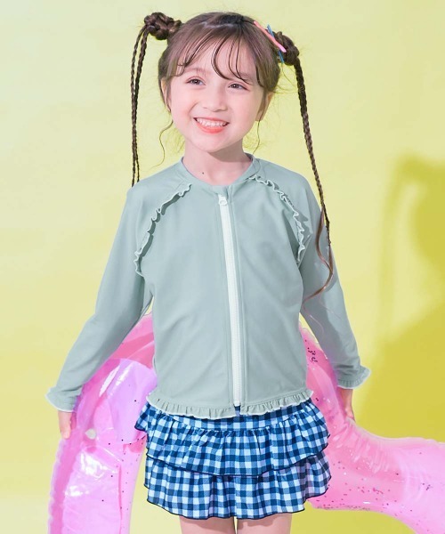 ラッシュガード UVカット ラグラン メロウフリル ガールズラッシュガード キッズ 子供 女の子 | devirock