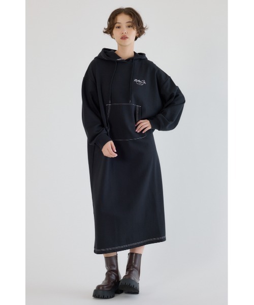 「RODEO CROWNS WIDE BOWL」 長袖ワンピース FREE グレー×ホワイト レディース_画像5