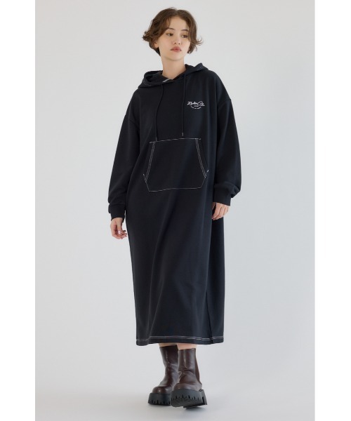 「RODEO CROWNS WIDE BOWL」 長袖ワンピース FREE グレー×ホワイト レディース_画像6
