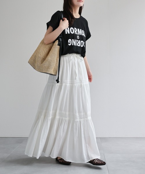 ap retro スカート 「India Fabric」コットンティアードフレアスカート