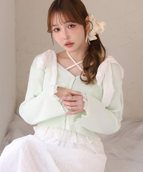 one after another NICE CLAUP ワンピース 夏 肩リボンティアード