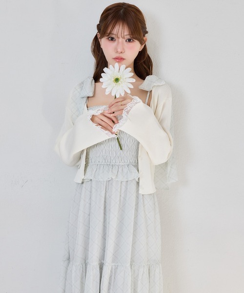 one after another NICE CLAUP ワンピース 夏 肩リボンティアード