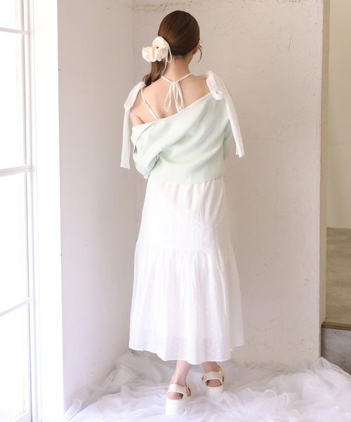 one after another NICE CLAUP ワンピース 夏 肩リボンティアード