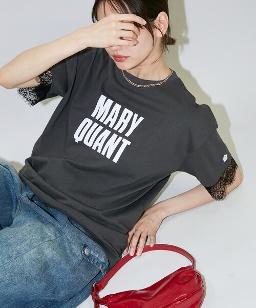 「PUBLUX」 半袖Tシャツ「MARY QUANTコラボ」 フリ- チャコールグレー レディース_画像4