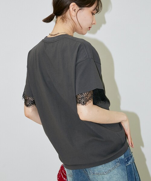 「PUBLUX」 半袖Tシャツ「MARY QUANTコラボ」 フリ- チャコールグレー レディース_画像6