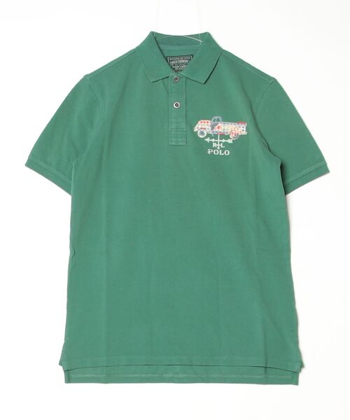 ポロシャツ クラシック フィット トラックアップリケド ポロシャツ メンズの画像