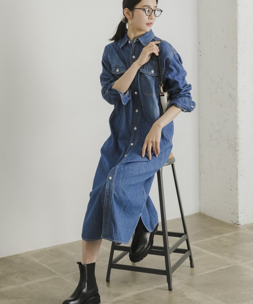 「URBAN RESEARCH」 シャツワンピース 38 ブルー系その他 レディースの画像