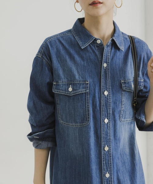 「URBAN RESEARCH」 シャツワンピース 38 ブルー系その他 レディースの画像