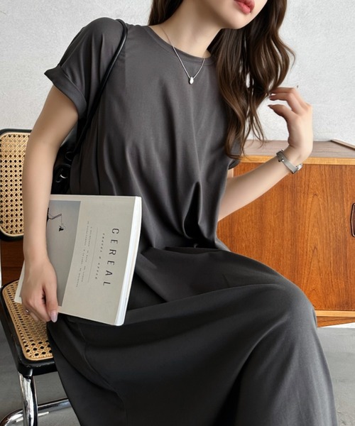 Eclat one ワンピース 半袖 接触冷感 バックシャン Iライン カット 