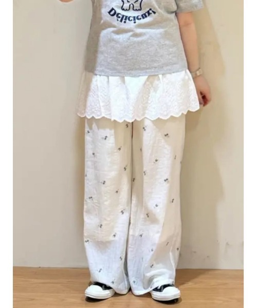 Samansa Mos2（サマンサモスモス） パンツ シアー楊柳刺繍イージー