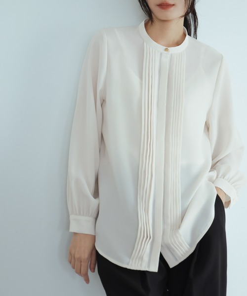 「Flolia」 長袖ブラウス L グレイッシュベージュ レディース_画像3