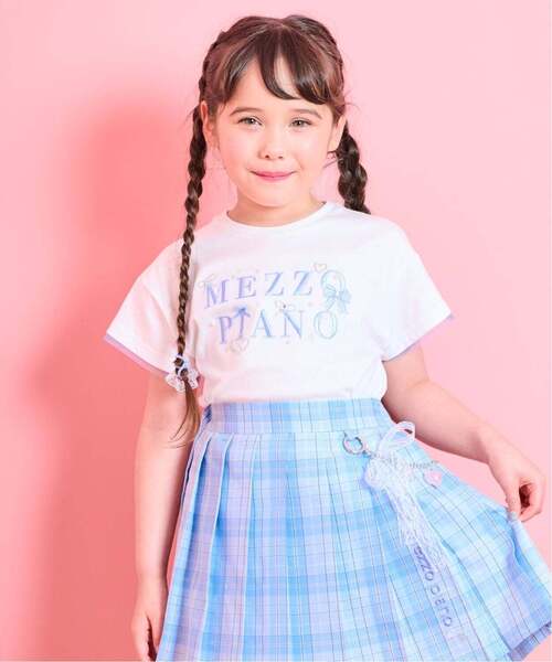 mezzo piano tシャツ キラキラリボン ロゴ刺しゅう 半袖Tシャツ「接触