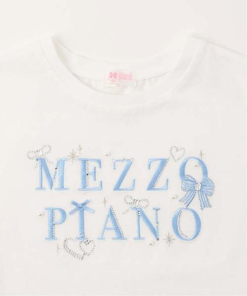 mezzo piano tシャツ キラキラリボン ロゴ刺しゅう 半袖Tシャツ「接触