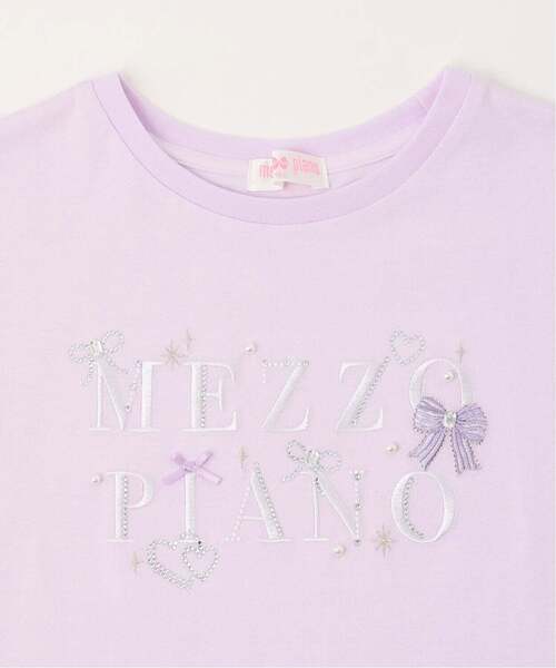 mezzo piano tシャツ キラキラリボン ロゴ刺しゅう 半袖Tシャツ「接触