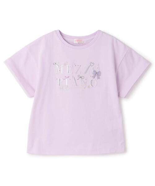 mezzo piano tシャツ キラキラリボン ロゴ刺しゅう 半袖Tシャツ「接触