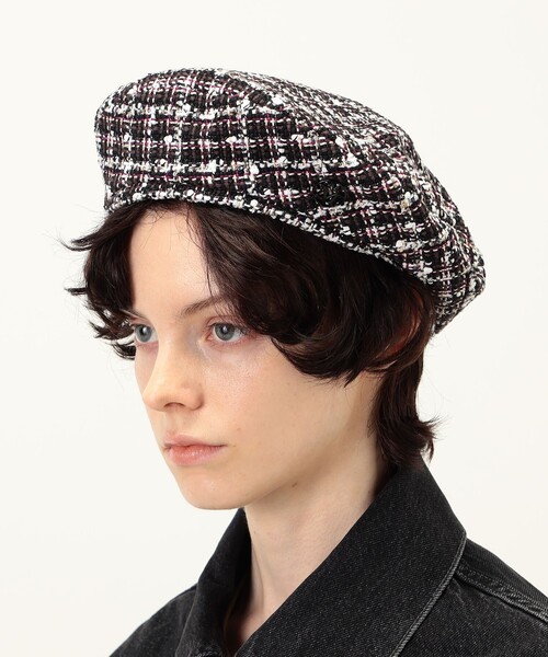 帽子 ベレー帽 MAISON MICHEL New BillyVichy ツイードベレー レディースの画像