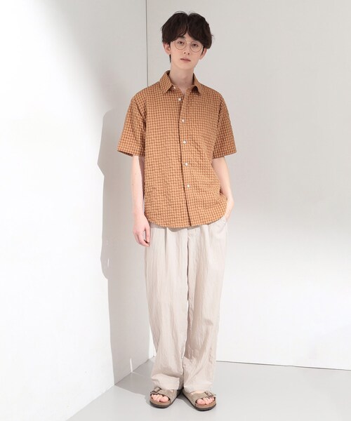 THE SHOP TK シャツ 半袖 サッカー ギンガムチェック 半袖シャツ 洗濯