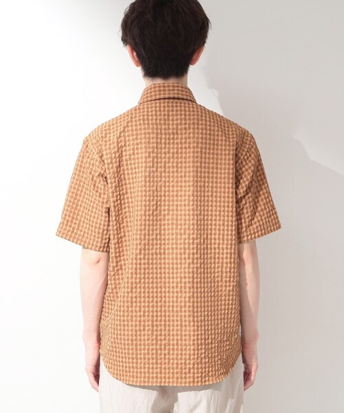 THE SHOP TK シャツ 半袖 サッカー ギンガムチェック 半袖シャツ 洗濯