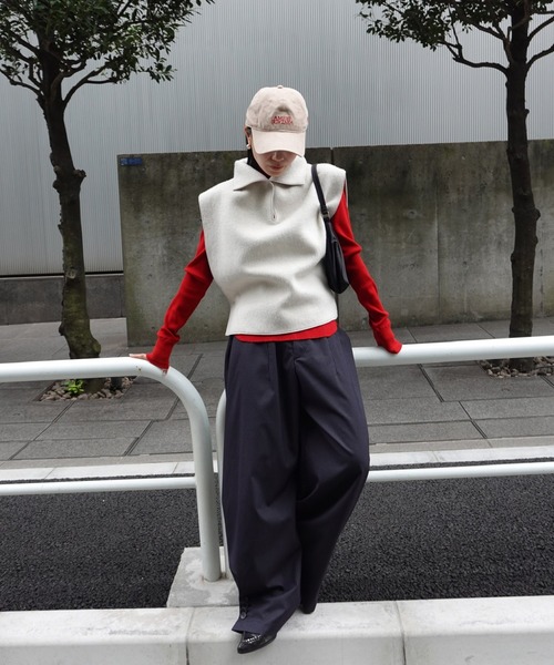 Ameri（アメリ） タートルネック ニット セーター BEST TOUCH HALF ZIP
