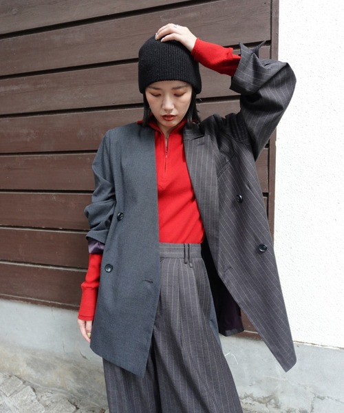 Ameri（アメリ） タートルネック ニット セーター BEST TOUCH HALF ZIP