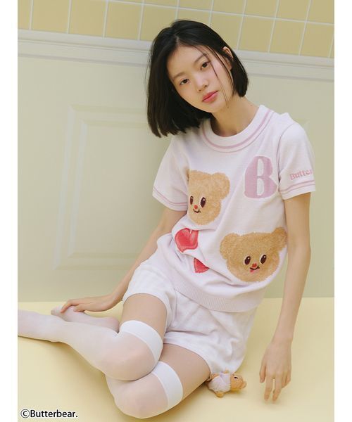 パジャマ ルームウェア 「WEB限定」「セット商品」「BUTTERBEAR」ニットプルオーバー＆ニットショートパンツSET レディース | SNIDEL HOME