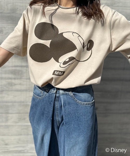 「Disney」 半袖Tシャツ LARGE オートミール レディース_画像7