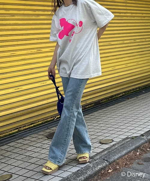「Disney」 半袖Tシャツ LARGE オートミール レディース_画像9