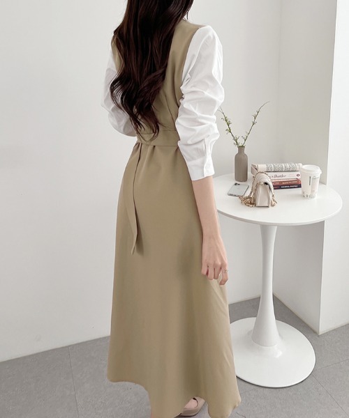 「ABITOKYO」 シャツワンピース L ベージュ レディース_画像6