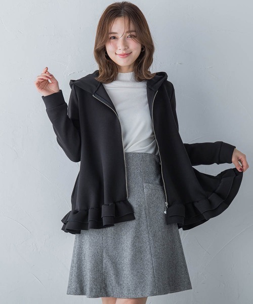 「QUEENS COURT」 ジップアップパーカー M グレー レディース_画像9