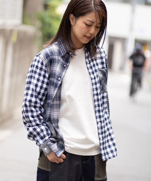 MSML（エムエスエムエル）の「CHECK SNAP BUTTON SHIRT