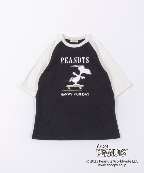 trois lapins kp ワンピース 「PEANUTS」スヌーピーコラボ 袖配色