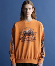 トップス Schott PIGMENT O/D CREW SWEAT \"BULL FIRE Schott 