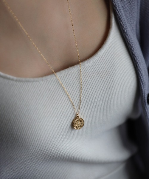 ネックレス 「グッシオ」 金属アレルギー対応　コインネックレス K18金プレーティング サージカルステンレス レディースの画像