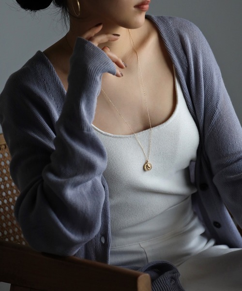 ネックレス 「グッシオ」 金属アレルギー対応　コインネックレス K18金プレーティング サージカルステンレス レディースの画像
