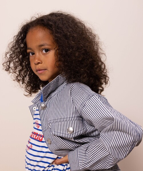 プチバトー　コート　12ans 152cm PETIT BATEAU（プチバトー） ブルゾン アウター ヒッコリーストライプ