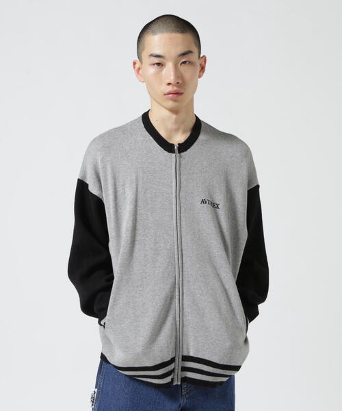 AVIREX カーディガン 「直営店限定」RIB LINE ZIP KNIT