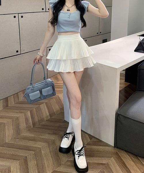 ロープリーツティアードミニスカート 起毛プリーツティアードミニスカート – WEGO ONLINE STORE