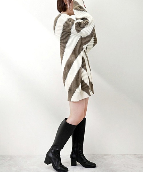 STYLEBLOCK ニット セーター ワイドストライプニットオーバー