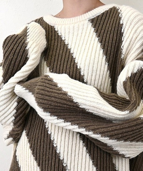 STYLEBLOCK ニット セーター ワイドストライプニットオーバー