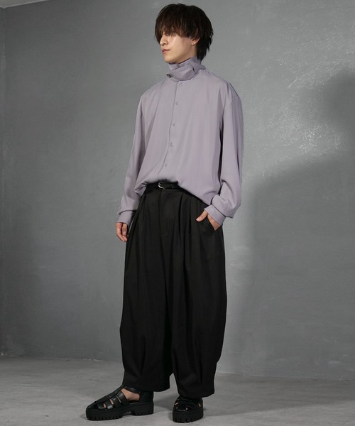 バリエーションボータイシャツ ブラック MinoriTY シャツ 「MinoriTY」2wayハイネックボウタイシャツ