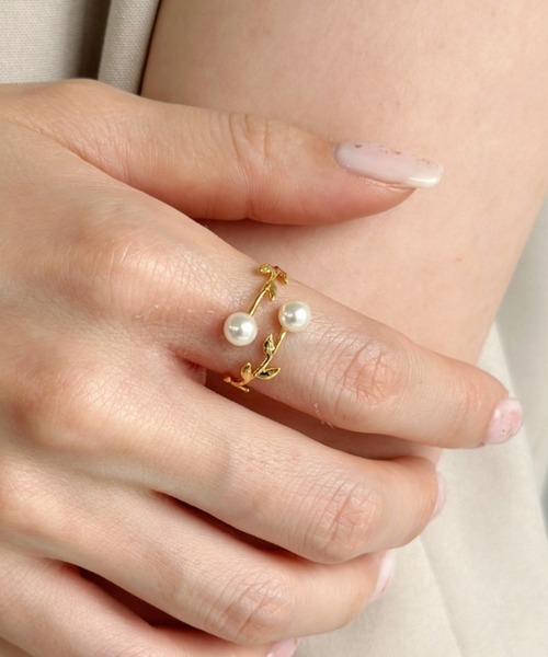 sowang 指輪 リング リーフデザインパールリング-leaf design pearl ring- レディース ZOZOTOWN Yahoo 店 - 通販 - Yahoo ショッピング