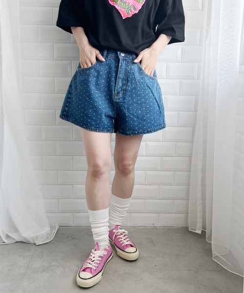 SOLLON. ジーンズ デニム デニムパンツ ハートドットデニム